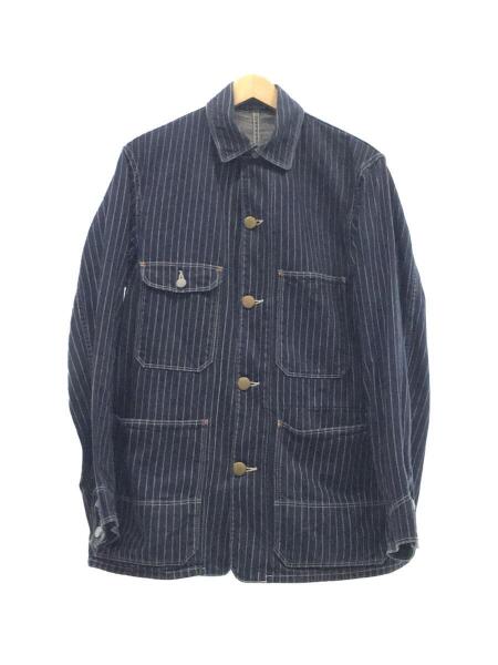 [127S412] THE FLAT HEAD CV-54W Wash Stripe Chore Jacket サイズ S / ザ・フラット ヘッド ウォバッシュ ストライプ カバーオール 中古品 THE FLAT HEAD - MODE MAN