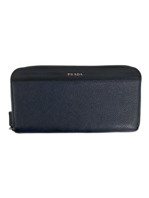 PRADA(プラダ) / 長財布/レザー/NVY/無地/メンズ/サフィアーノラウンド