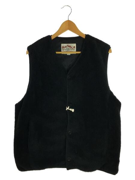 NYLON RIP FLEECE WAIST COAT (BLACK） 【CALEE】NYLON RIP FLEECE