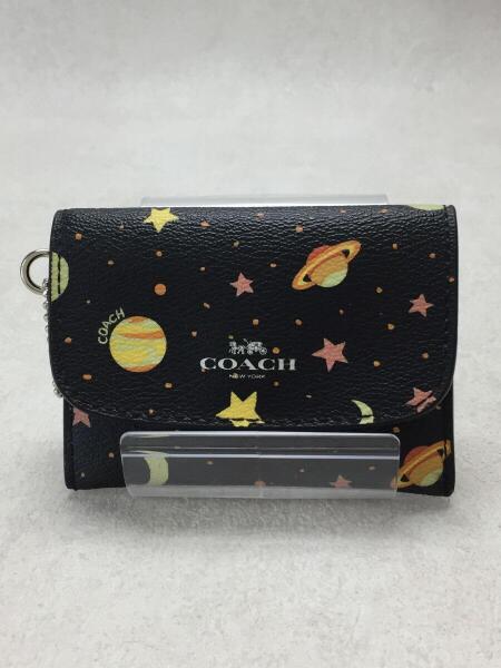COACH(コーチ) / カードケース/レザー/BLK/総柄/宇宙柄/ギャラクシー 
