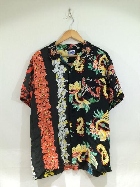 BEAMS(ビームス) / 21SS/クレイジー アロハシャツ/雷門/L/レーヨン/BLK