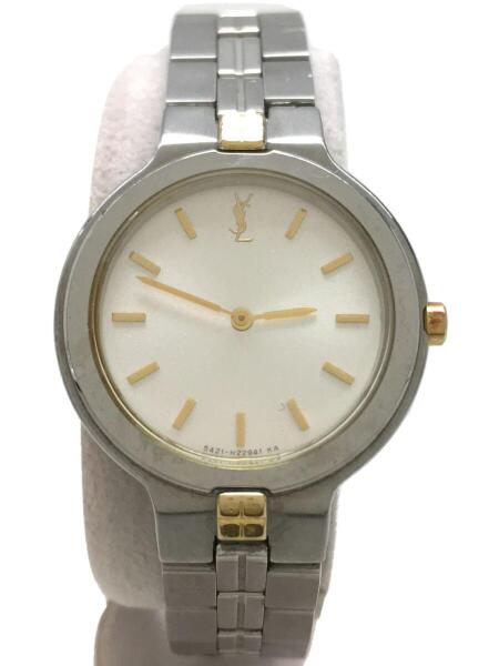 1円 稼働 良品 イヴサンローラン QZ 5421-H13839Y シルバー文字盤
