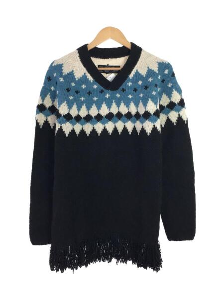 CALEE(キャリー) / 18AW/V neck fringe wool knit sweater/XL/アルパカ 