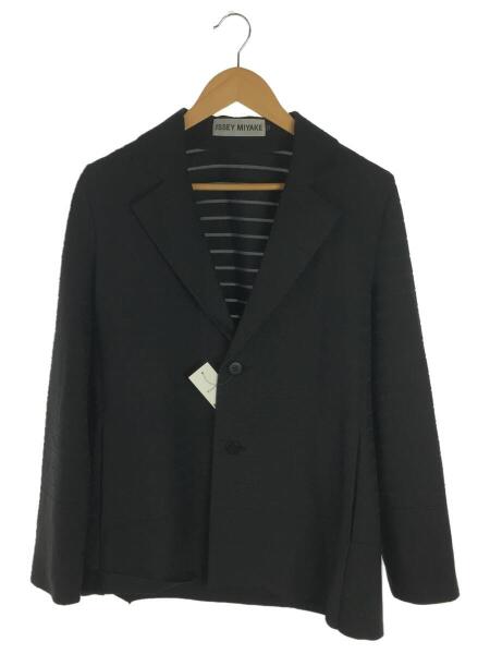 レディース ISSEY MIYAKE ブラック シースルー ボーダー テーラード 