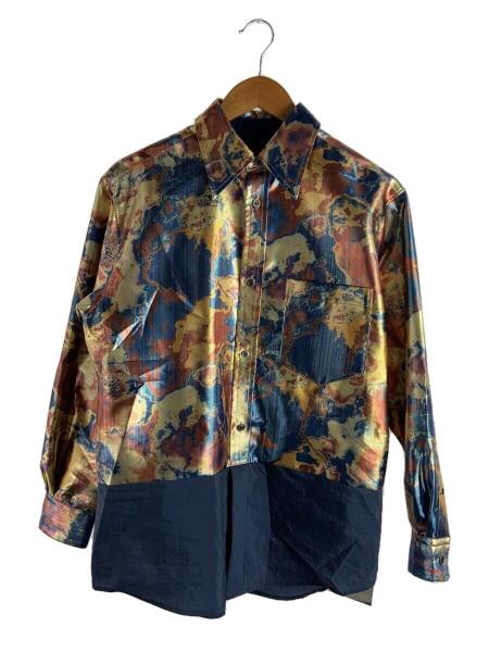 TOGA PULLA(トーガプラ) / Metallic print shirt/36/ポリエステル/NVY 