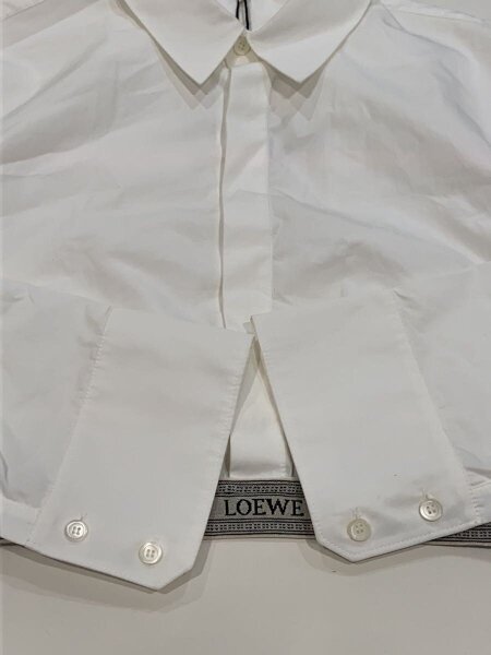LOEWE(ロエベ) / L/クロップドシャツ/ロゴ/長袖シャツ/36/コットン/WHT