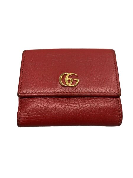 【美品】GUCCI グッチ 三つ折り財布 GGマーモント レッド レザー GUCCI(グッチ) / 三つ折り財布_GGマーモント/レザー/RED/レディース