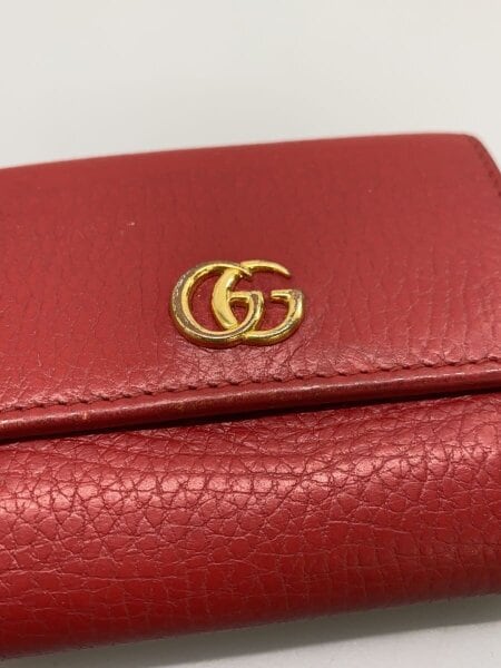 GUCCI(グッチ) / 三つ折り財布_GGマーモント/レザー/RED/レディース