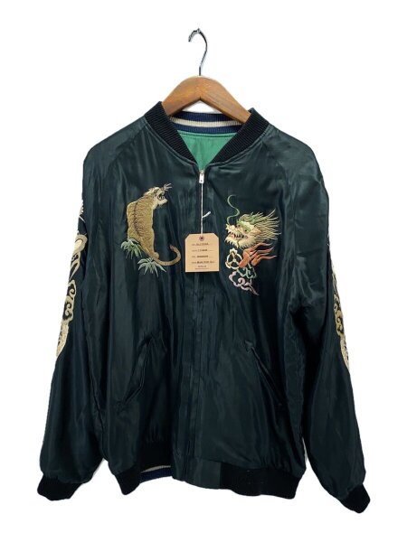 リバーシブル・アセテートスカジャン ブラック×ゴールド ゴールド×シルバー リバーシブル・アセテートスカジャン ブラック×ゴールド