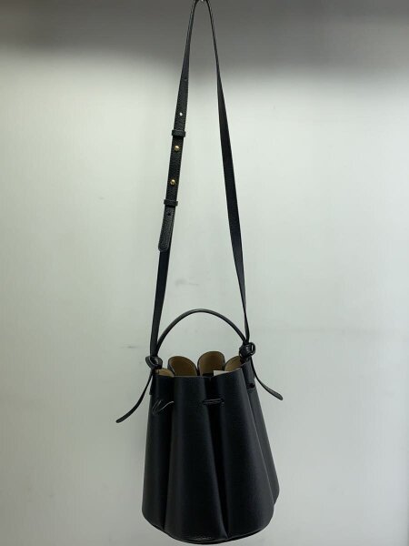 【POLENE】美品・黒レザーショルダーバッグ POLENE(ポレーヌ) / カヌレバッグ/ショルダーバッグ/レザー/BLK/無地