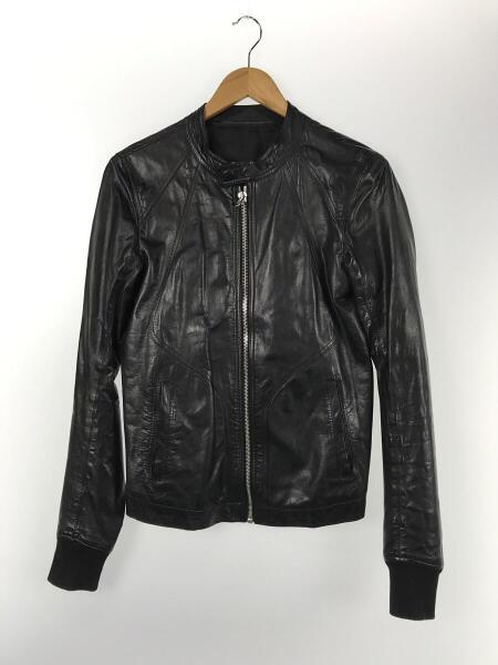 リックオウエンス インターシャ ラムレザー ジャケット ブルゾン ブラックXS リックオウエンス インターシャ ラムレザー ジャケット ブルゾン