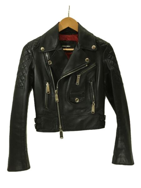 中古】19SS DSQUARED2 ショート丈 ダブルライダースジャケット レザー