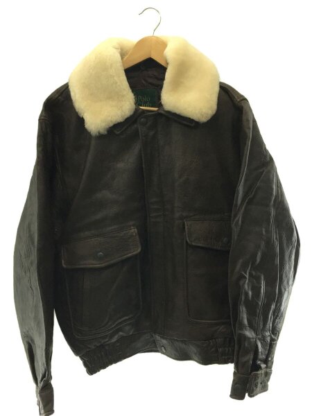 美品　90s ポロクラブ　本革　型押し　2way フライトレザージャケット　L 美品 90s ポロクラブ 本革 型押し 2way フライトレザージャケット L