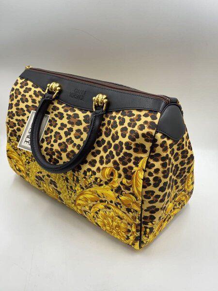 美品】ジャンニヴェルサーチ ハンドバッグ 2way レオパード ゴールド 