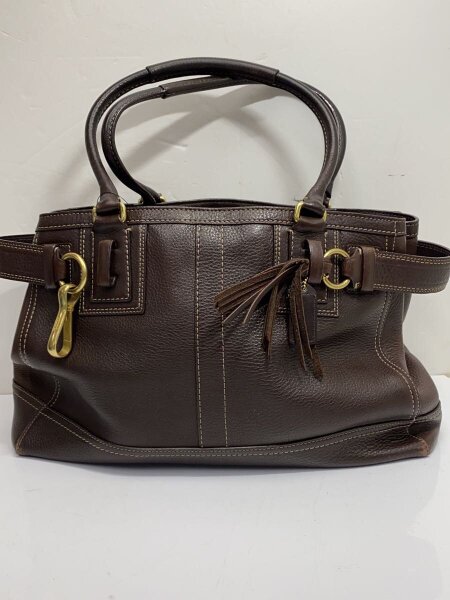 COACH / ラージキャリーオール_ブラウン/レザー/BRW/無地 COACH(コーチ) / ラージキャリーオール_ブラウン/--/BRW | 中古品の
