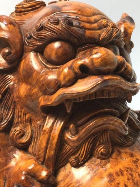 ヴィンテージ 木彫り 玉乗り唐獅子