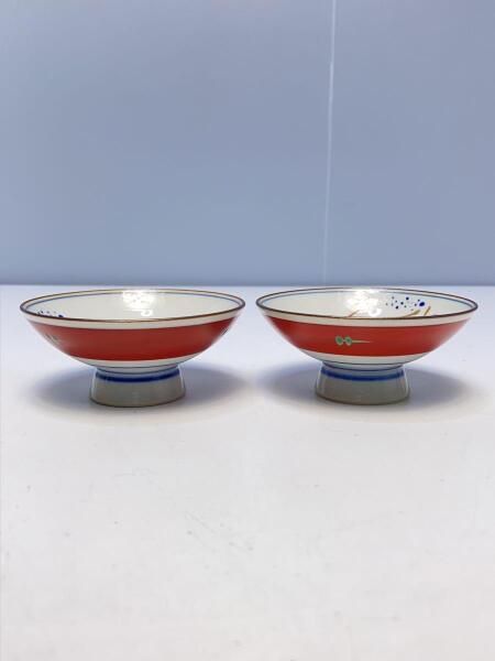 九谷焼(クタニヤキ) / 加登明雄/海の幸盃/色絵盃/海老/鯛/2客セット/共 