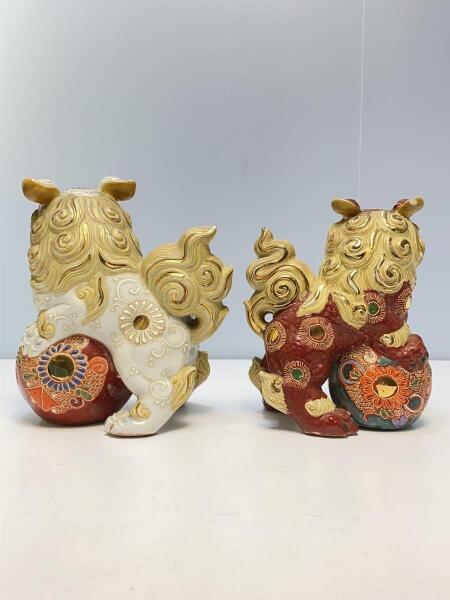 九谷焼(クタニヤキ) / 九谷焼/玉乗り獅子/2体セット/縁起物/置物/工芸 