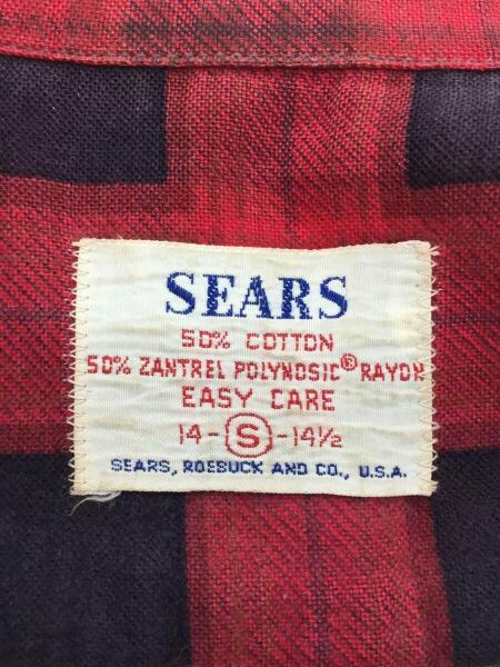 sears / ネルシャツ/S/コットン/RED/チェック sears(シアーズ) / シアーズ/ネルシャツ/S/コットン/RED/チェック/60s