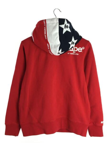 A BATHING APE◆ジップパーカー/L/コットン/RED/無地