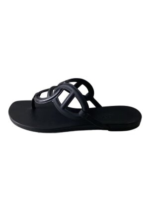 HERMES エルメス　ブラック サンダル　アロハ　36 HERMES アロハ サンダル 36 HERMES エルメス ブラック サンダル アロハ