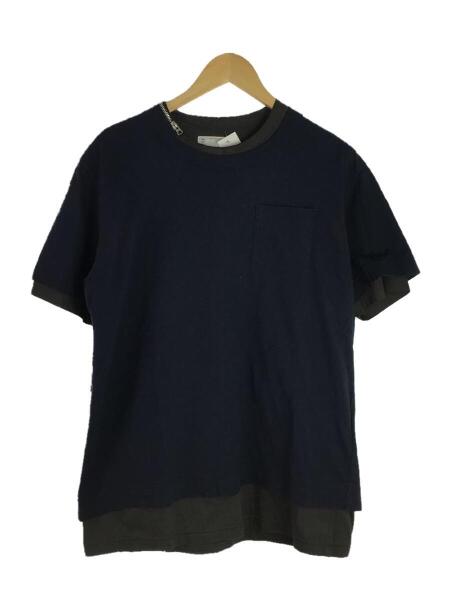sacai(サカイ) / ネックジップレイヤードTシャツ/2/コットン/NVY/型番