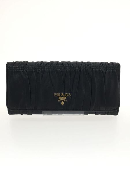 PRADA(プラダ) / 長財布/ギャザー/レザー/BLK/レディース | 中古品の 