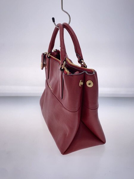 2509-160｜コーチ ハンドバッグ レザー レッド ターンロック COACH