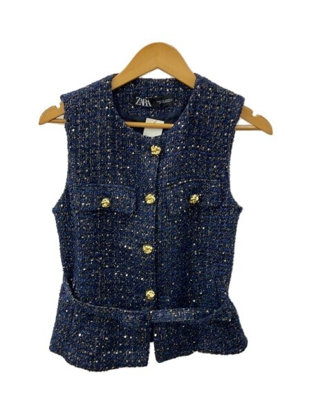zara 完売品 ベルトテクスチャーベスト Ꮇサイズ ネイビー ツイード zara 完売品 ベルトテクスチャーベスト Ꮇサイズ ネイビー ツイード