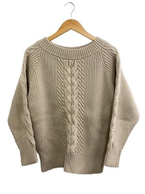 anuans◇ニット・セーター(薄手)/FREE/ウール/グレー/無地/1522511771