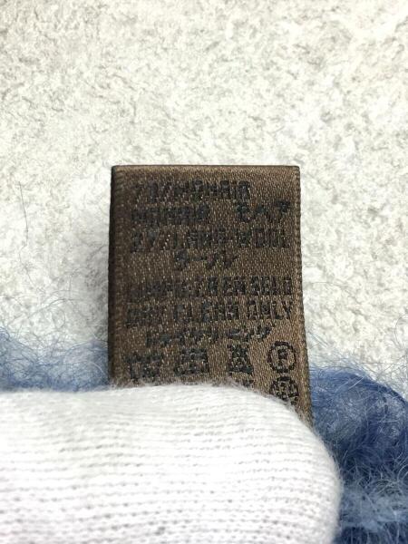 【未使用タグ付】LOEWE ロエベ モヘアマフラー / アナグラム /刺繍ブルー LOEWE(ロエベ) / アナグラム刺繍/モヘアマフラー/レザー編み込み