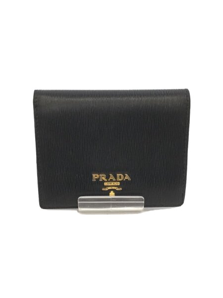 PRADA(プラダ) / 2つ折り財布/レザー/BLK/無地/メンズ | 中古品の販売