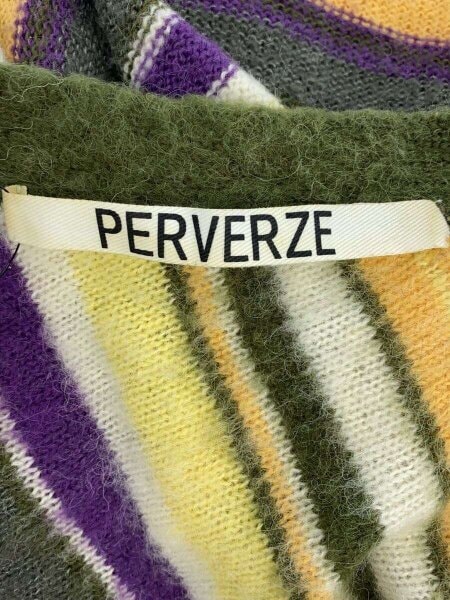 PERVERZE / color stripe knit cardigan/FREE/ウール/GRN/ボーダー/0121030517// PERVERZE(パーバーズ) / color stripe knit cardigan/FREE/ウール/GRN