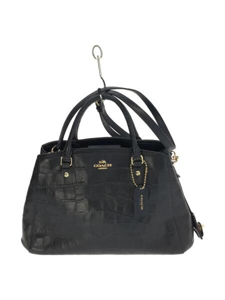 COACH(コーチ) / クロコ型押し/角スレ有/ショルダーバッグ/レザー/NVY 