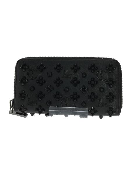 スタッズ付きブラックレザー長財布