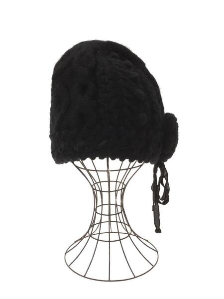 トリコ コムデギャルソン ポンポン付きニット帽 ウール100% ブラック