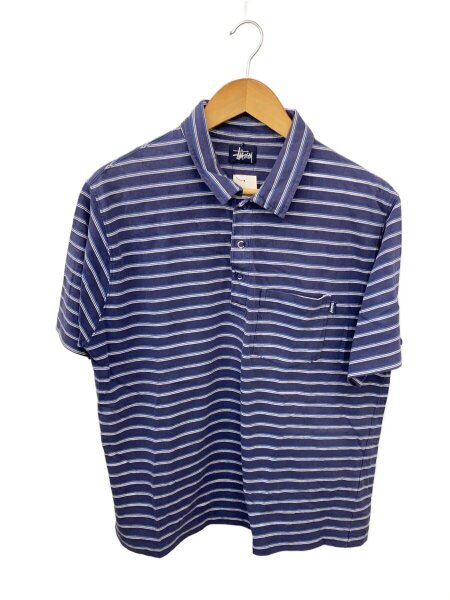 STUSSY(ステューシー) / ポロシャツ/L/コットン/NVY/ストライプ | 古着 