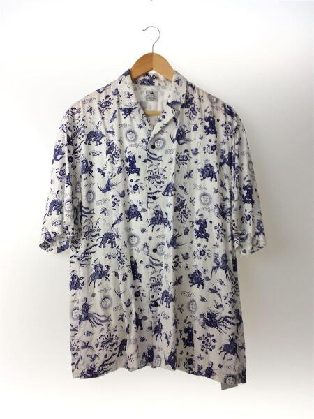 SASQUATCH fabrix◆半袖シャツ/L/コットン/WHT/総柄 Sasquatchfabrix.(サスクワッチファブリックス) ⁄ 半袖シャツ⁄L⁄--⁄WHT