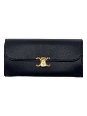 CELINE(セリーヌ) / 長財布/レザー/BLK/無地/レディース/マカダム型