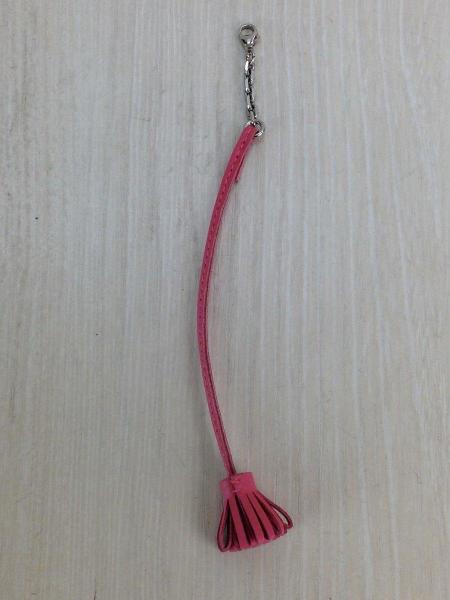 HERMES エルメス カルメン チャーム キーホルダー ピンク レザー
