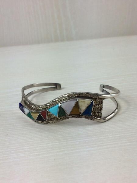 新品ズニ族Zuni インディアンジュエリーバングルsilver925