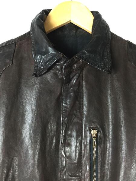 ブラウンレザー ジャケット 牛革ririジッパー