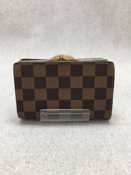 ルイ ヴィトン◎ヴィエノワ ダミエ エベヌ がま口 二つ折り 財布