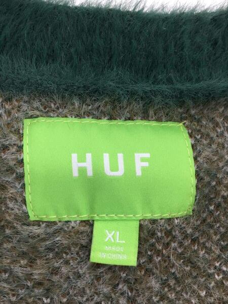HUF / カーディガン(厚手)/XL/ハフ/グリーン/緑/ナイロン/GRN/総柄/KN00391 HUF(ハフ) / カーディガン(厚手)/XL/ナイロン/GRN/KN00391 | 古着の