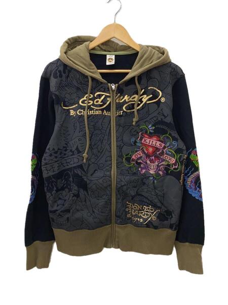 Ed Hardy(エドハーディー) / ジップパーカー/S/コットン/BLK/無地