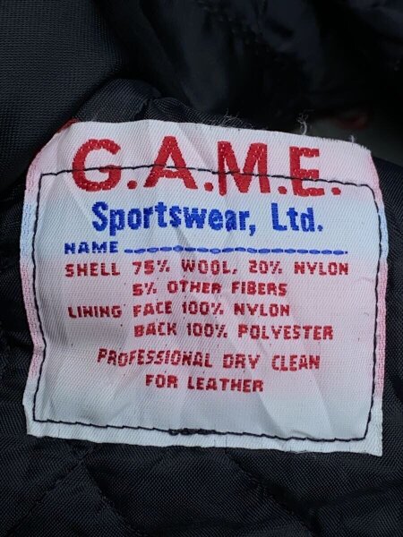 GAME sportswear(ゲームスポーツウェア) / スタジャン/M/ウール/BLK GAME sportswear(ゲームスポーツウェア) / スタジャン/M/ウール/BLK