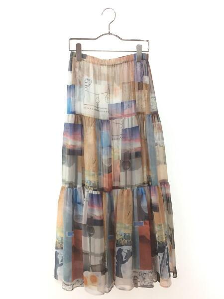 pheeny Print chiffon tiered skirtロングスカート