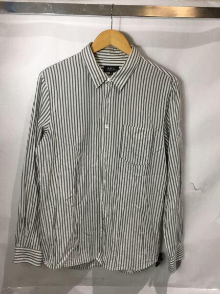 A.P.C.(アーペーセー) / 長袖シャツ/M/コットン/GRN/ストライプ | 古着 