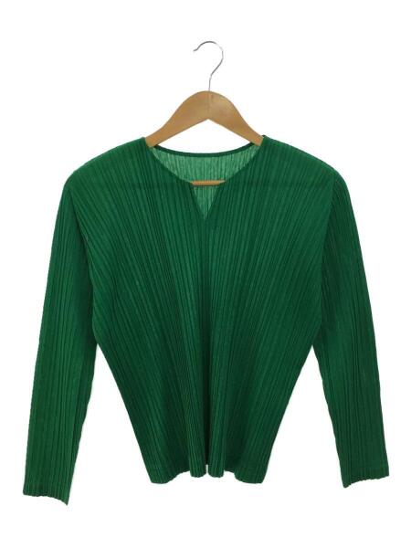 プリーツプリーズ イッセイミヤケ プリーツカットソー 長袖 3 緑