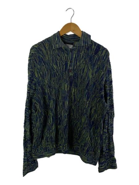 SP古着　３Dニットポロ　長袖　セーター　ポロシャツ　ビックサイズ　薄手２XL 90\u0027s カナダ製 □ TOSANI 3D 立体編み 襟付き 長袖 コットン